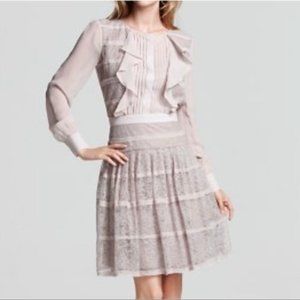 NWT $348 BCBG MaxAzria Womens Size 8 Kadee Long Sleeve Lace Dress in Rose Mist